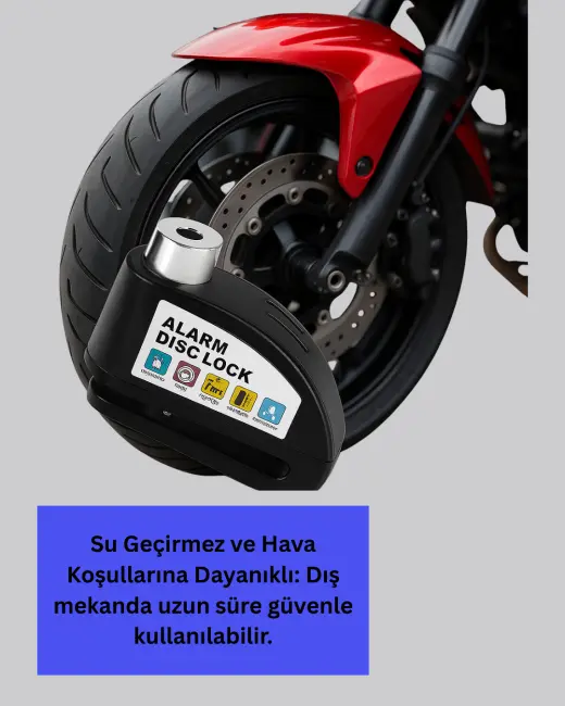 Alarm Disk Fren Kilidi Paslanmaz Çelik Motosiklet Scooter Bisiklet