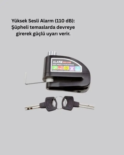 Titreşim Sensörlü Alarm Disk Kilidi Motosiklet Scooter Bisiklet