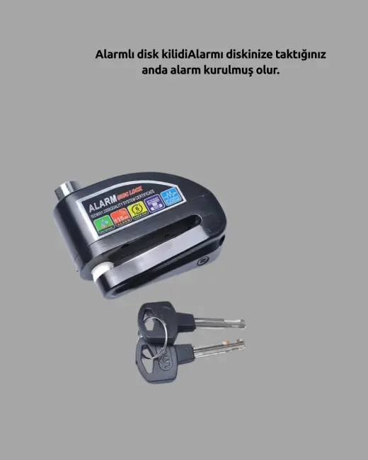Motosiklet ve Bisiklet İçin 6mm Pinli Alarmlı Disk Kilidi