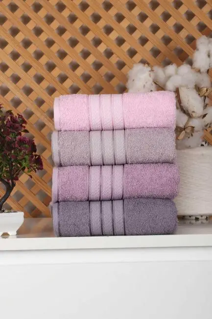 4 lü El Yüz Renkli Havlu Seti %100 Pamuk 50x90 Cm Assos-1