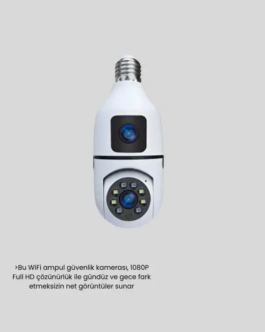 Ampul Tipi WiFi Kamera 2MP Lensli Full HD Görüntü ve Akıllı Hareket Algılama
