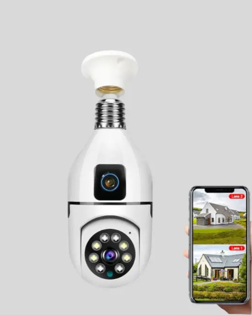 1080P WiFi Ampul Kamera Uzaktan Erişimli Hareket Sensörlü Gece Görüşlü