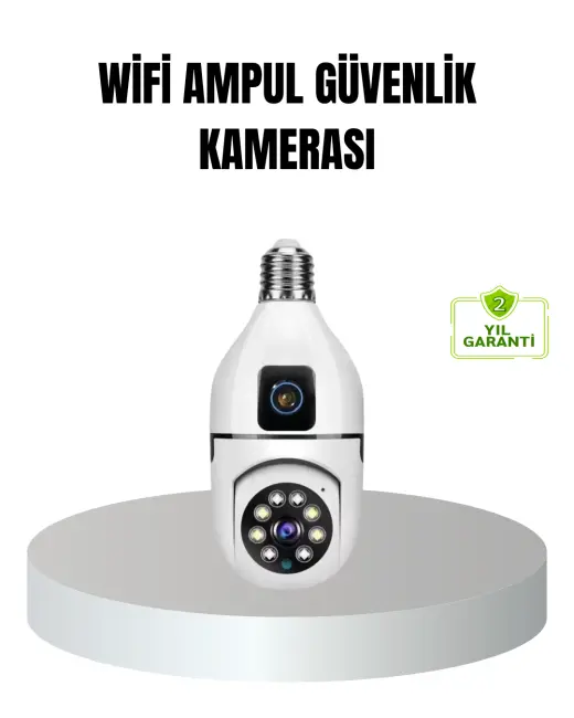 WiFi Ampul Güvenlik Kamerası 1080P Full HD Gece Görüşlü ve Hareket Algılamalı
