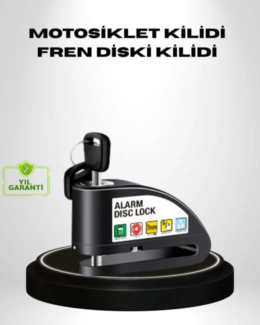 Titreşim Sensörlü Alarmlı Motosiklet Disk Kilidi 14mm Çelik Çift Kilitleme