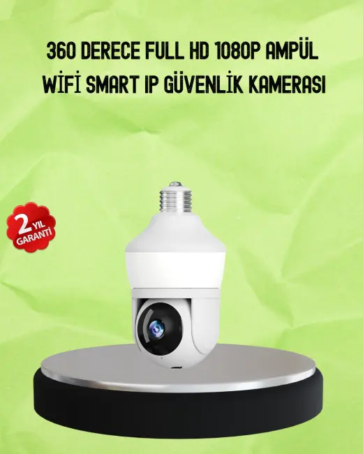 Hareket Algılamalı 360° Wi-Fi Akıllı Ampül Kamera