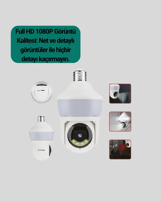 Hareket Algılamalı 360° Wi-Fi Akıllı Ampül Kamera