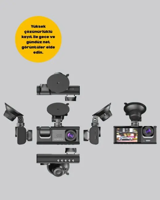 Full HD Çift Yönlü Araç Kamerası  Hareket Algılama  Döngüsel Kayıt