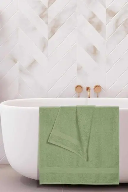 2 li Banyo Havlu Takımı %100 Pamuklu Dry Yeşil
