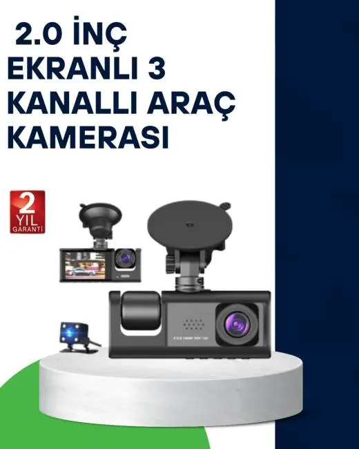 Üç Kameralı Araç Kamerası Full HD Gece Görüş  G-Sensör