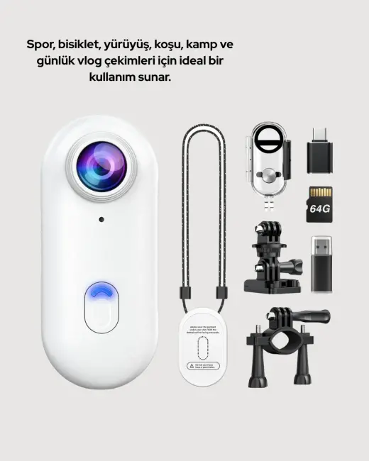 Suya ve Darbeye Dayanıklı Kompakt Spor Kamera 1080P