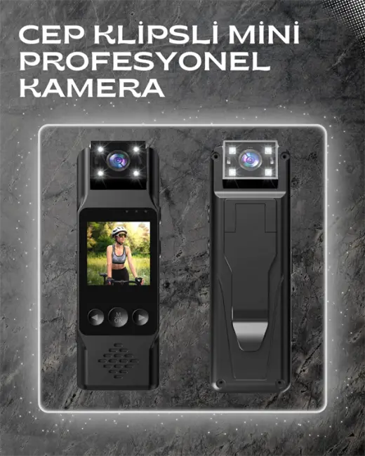 WiFi Destekli Mini Kamera – 180° Dönebilen Lens 1080P Video TFT Ekranlı