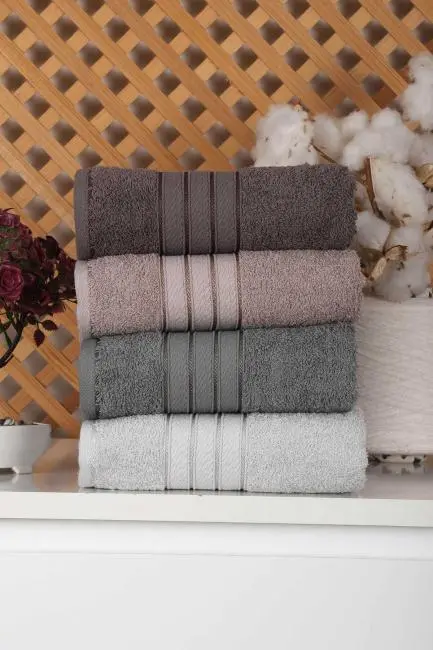 4 lü El Yüz Renkli Havlu Seti %100 Pamuk 50x90 Cm Assos-3