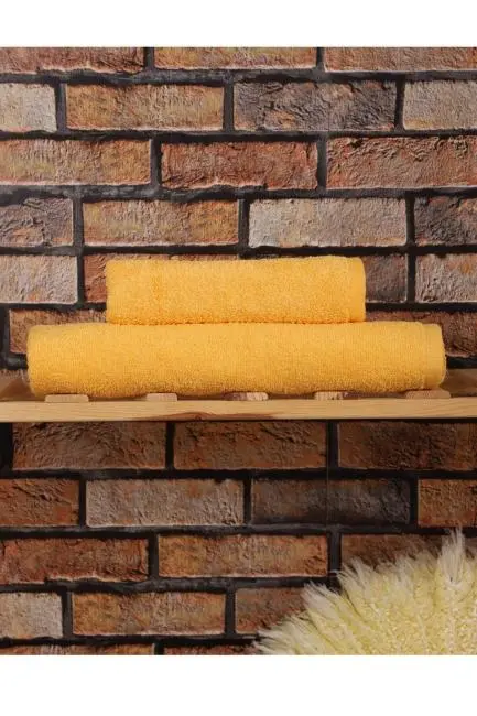 2 Parça %100 Pamuklu Soft Lüx Banyo Havlu Seti Sarı