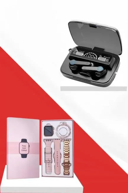 Dijital Göstergeli Powerbank Bluetooth Kulaklık ve Yeni Nesil Amoled Ekran Akıllı Saat