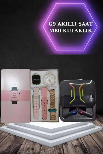 Wireless Şarjlı Akıllı Saat ve Dijital Göstergeli Kablosuz Bluetooth Kulaklık Nabız Ölçer