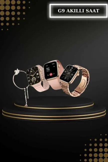 Wireless Şarjlı Pembe Akıllı Saat ve Kablosuz Bluetooth Kulaklık Dokunmatik Kontrol