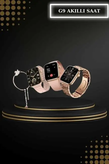 Wireless Şarjlı Pembe Akıllı Saat ve Kablosuz Bluetooth Kulaklık Dokunmatik Kontrol