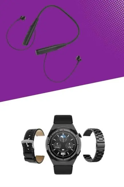 Alarm ve Titreşim Özellikli Akıllı Saat ve Mikrofonlu Kablolu Bluetooth Kulaklık 60 Saat