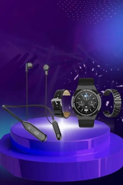 Alarm ve Titreşim Özellikli Akıllı Saat ve Mikrofonlu Kablolu Bluetooth Kulaklık 60 Saat