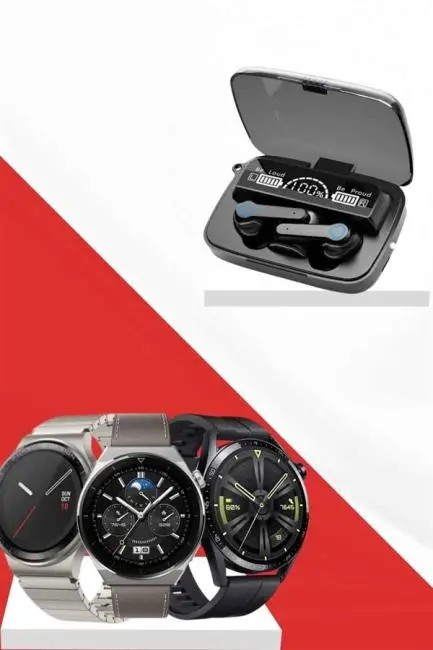 Kulak İçi Kablosuz Bluetooth Kulaklık ve NFC ve GPS Özellikli Akıllı Saat Alarm ve Titreşim