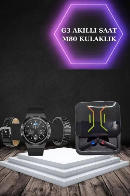 Dijital Göstergeli Bluetooth Kulaklık ve Bildirim Görebilen Akıllı Saat Alarm ve Titreşim