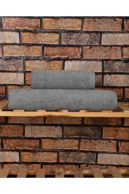 2 Parça %100 Pamuklu Soft Lüx Banyo Havlu Seti Gri