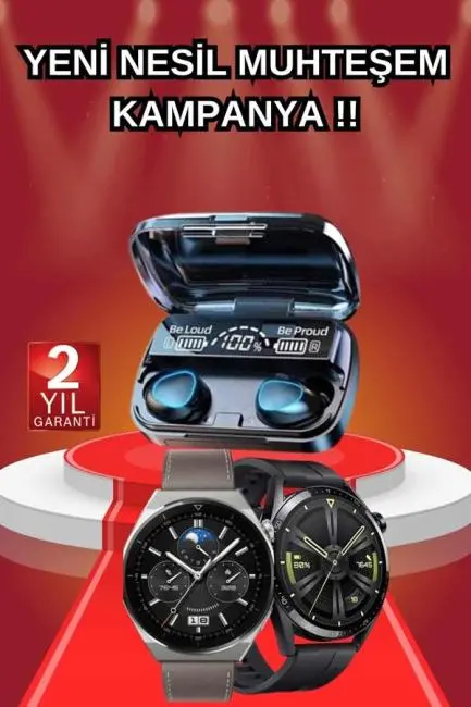 İkili Set Akıllı Saat Ve Bluetooth Kulaklık Kablosuz Uzun Pil Ömrü Spor Modları