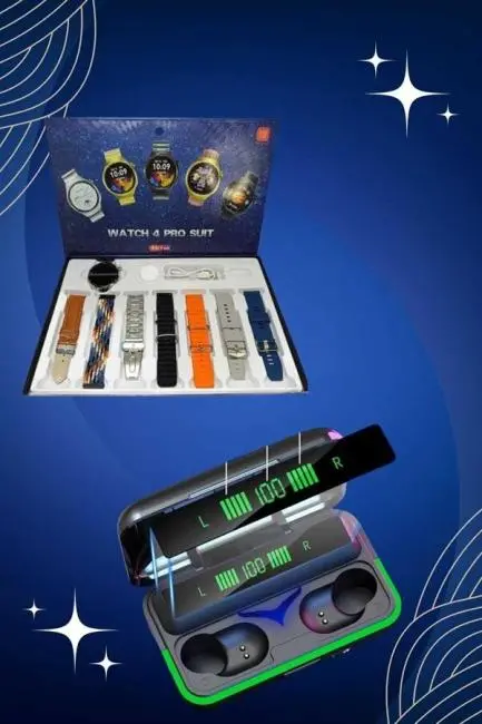 Powerbank Bluetooth Kulaklık Ve Akıllı Saat 7 Kordonlu Metal Kordon Plastik Kordon