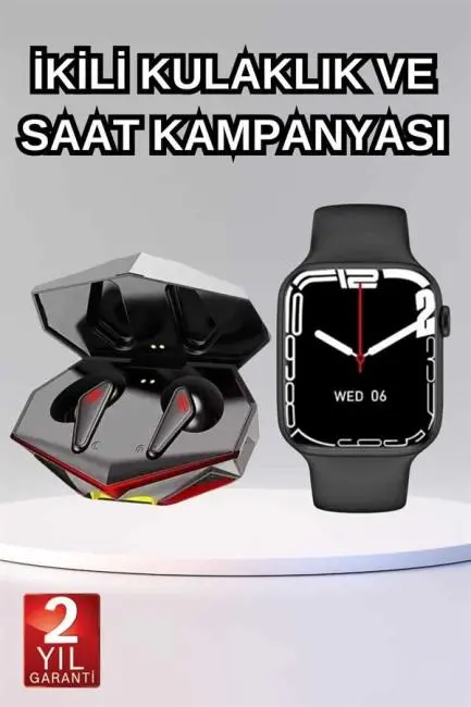 İkili Set Dev Kampanya Ucuz Kulaklık Ucuz Akıllı Saat Gürültü Önleyici Uzun Pil Ömrü