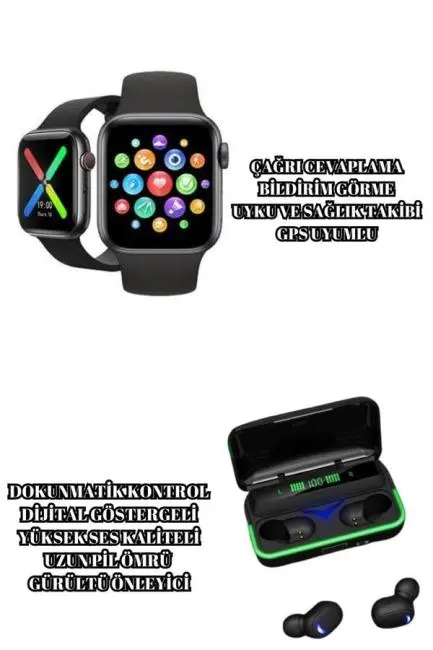 Ucuz ve Kaliteli Kulaklıklı Saat Seti Bluetooth Bağlantılı Akıllı Saat ve Kulaklık