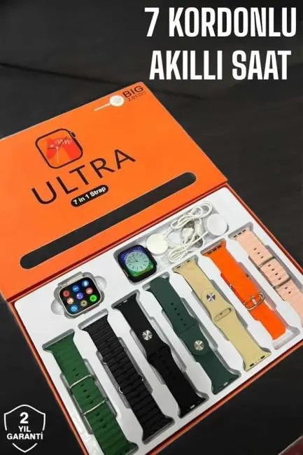 Akıllı Saat 7 Kordonlu MetalPlastik Ve Hasır Kordon Seçeneği