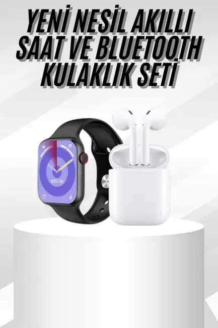 Yeni Nesil Akıllı Saat Ve Kulaklık Seti Gümüş Kasa Zarif Tasarım Çok Fonksiyonlu