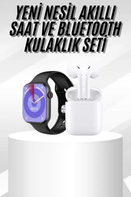 Yeni Nesil Akıllı Saat Ve Kulaklık Seti Gümüş Kasa Zarif Tasarım Çok Fonksiyonlu