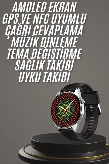 Akıllı Saat 1.5 Inç Amoled Ekran Çift Kordonlu GPS NFC Uyumlu