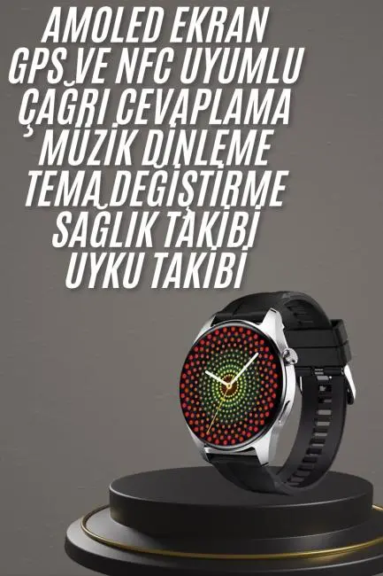 Akıllı Saat 1.5 Inç Amoled Ekran Çift Kordonlu GPS NFC Uyumlu