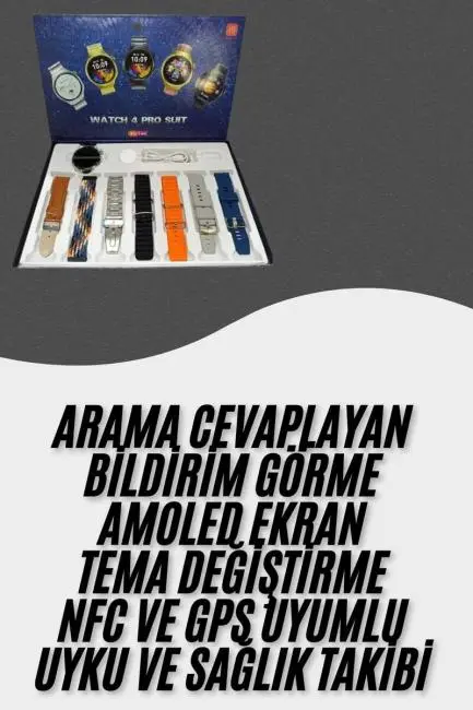 Akıllı Saat Çoklu Kordon Seçenekli Dokunmatik Ekran Nabız Sensörlü