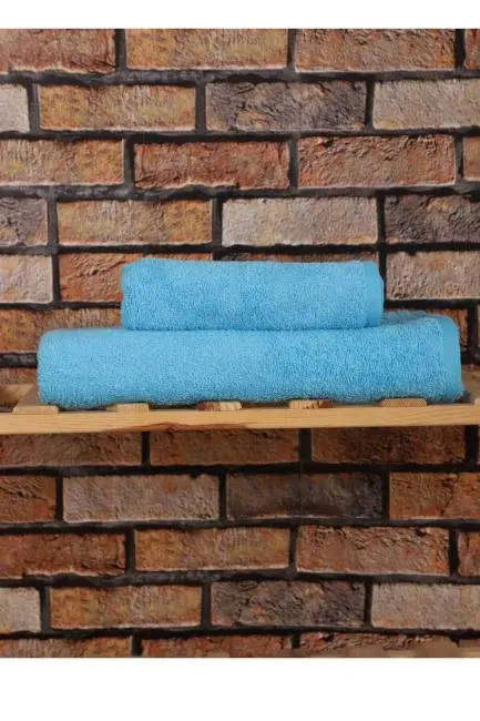 2 Parça %100 Pamuklu Soft Lüx Banyo Havlu Seti Turkuaz