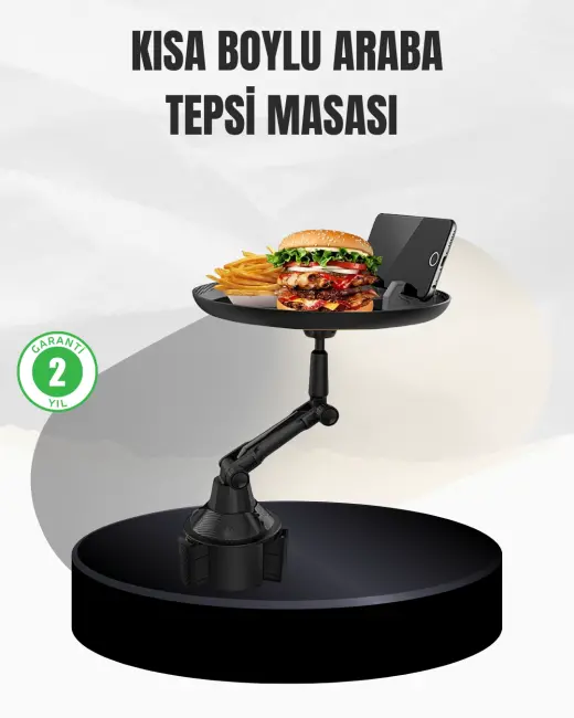 Universal Araç İçi Bardaklık Tepsisi 9 İnç Yemek Alanı ve Telefon Standlı