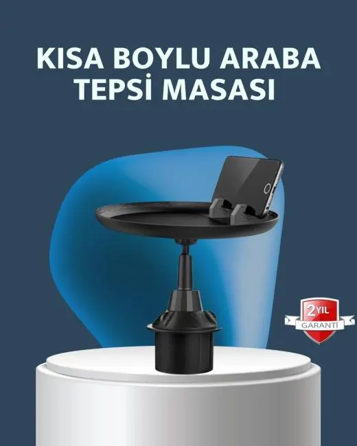 Araç İçi 360° Ayarlanabilir Bardaklık Tepsisi Geniş Yüzeyli ve Telefon Standlı