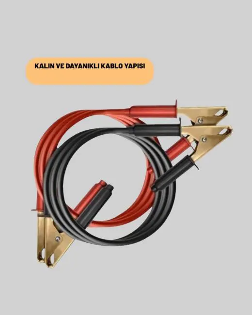 1200 Amper Jumper Kablo 2 Metre Bakır Uçlu Araç Takviye Seti