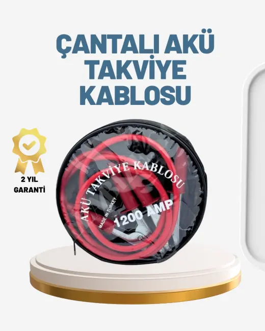 1200A Güçlü Akü Takviye Kablosu 2m Büyük Maşalı Acil Yardım