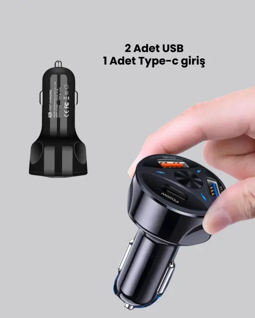 55W Hızlı Şarj Araç Çakmaklık Adaptörü QC 3.0 PD