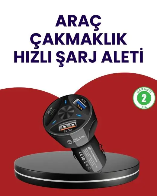 55W PD ve Quick Charge 3.0 Destekli Polygold Araç Şarj Adaptörü