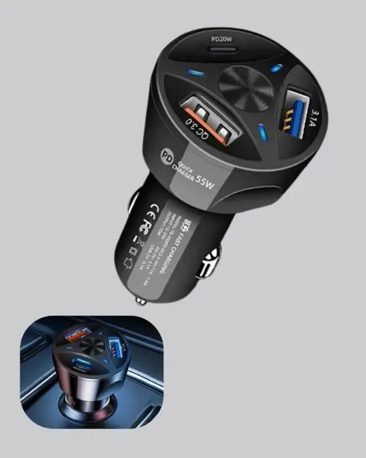 55W Hızlı Araç Şarj Cihazı Quick Charge 3.0 ve PD Destekli