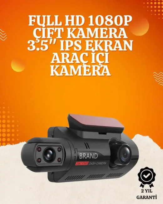 WiFi Destekli Araç Kamerası – 3 inç Ekran 1080P Ön ve 720P İç Kamera