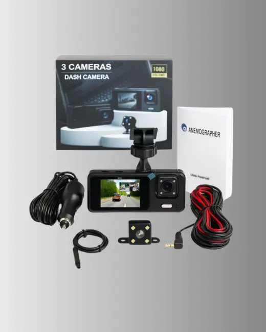 3 Kameralı Araç İçi DVR Kayıt Cihazı  Ön İç Arka Kamera Full HD