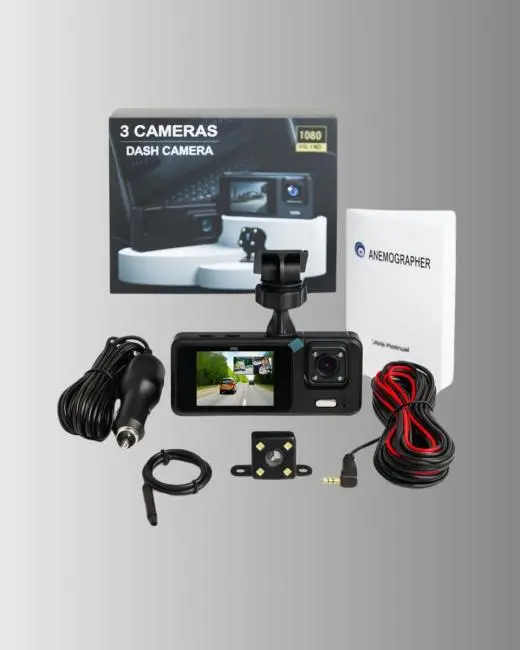 3 Kameralı Araç İçi DVR Kayıt Cihazı  Ön İç Arka Kamera Full HD