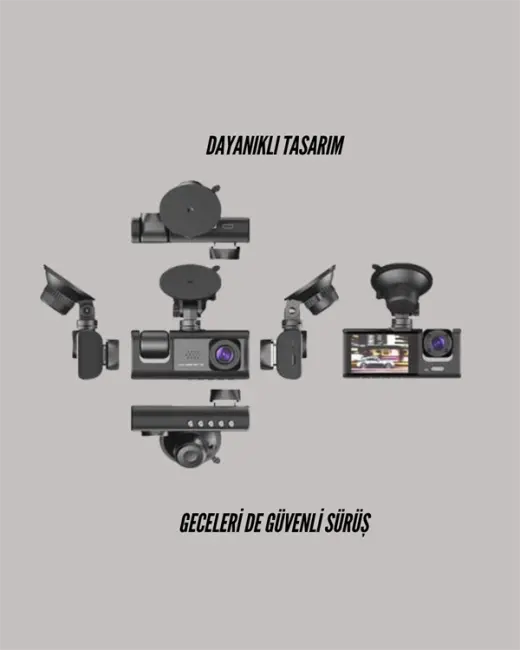 TA-01 G-Sensörlü 3'lü Kayıtlı Araç Kamerası