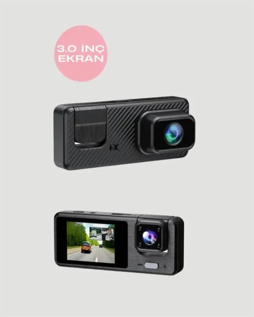 1080P 3 Kameralı Araç DVR – Döngü Kayıt ve Geri Görüş Özellikli