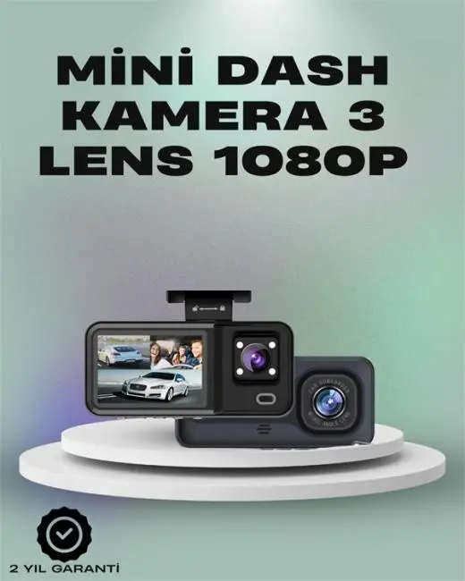 3 Kanallı Araç Kamerası – Full HD 1080P Kayıt 2” Ekran Park Gözetimi Desteği